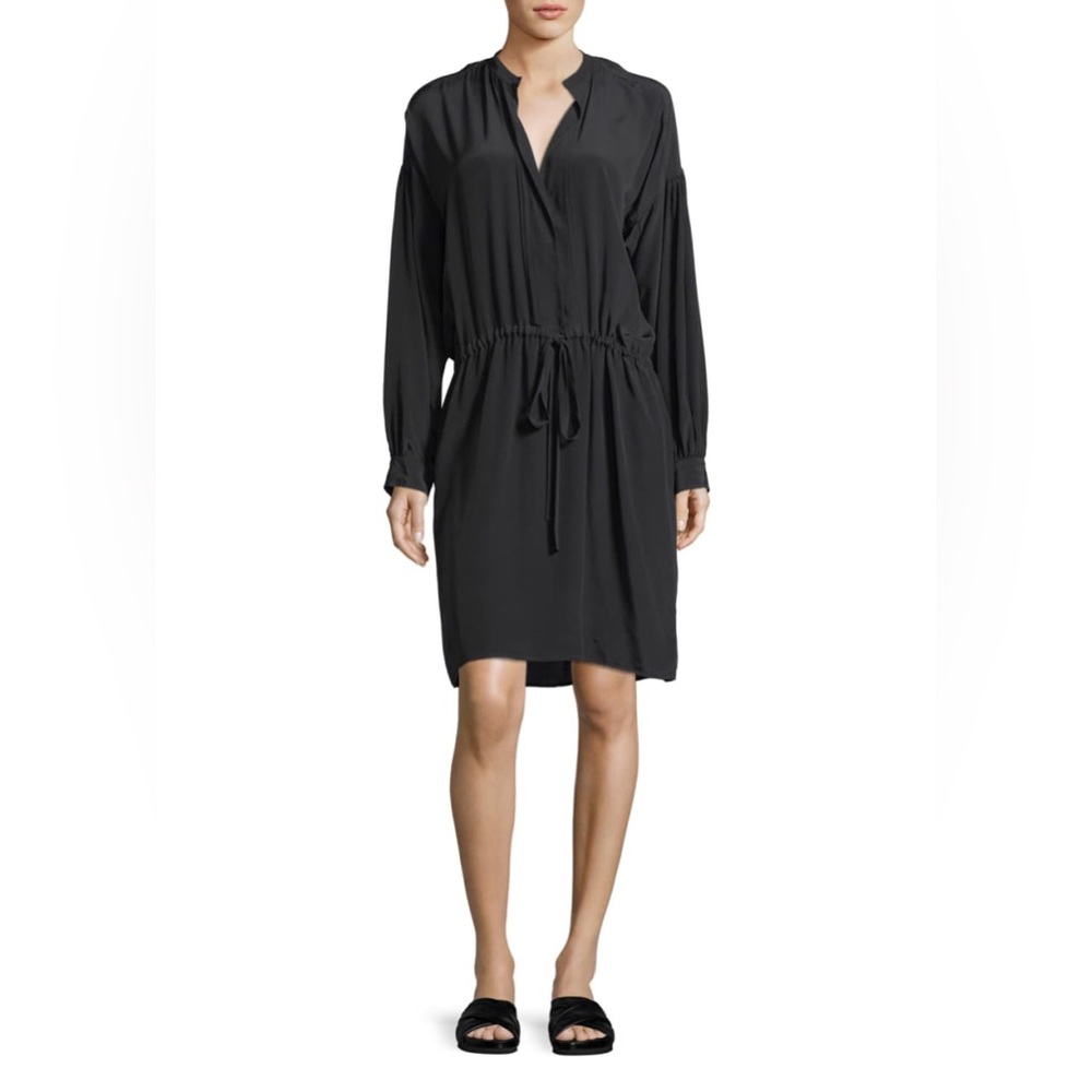 Vince Women’s Drawstring Waist Long Sleeve Dress in Black Size XS